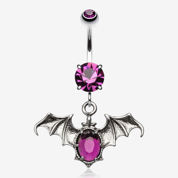 Bat Sparkle Belly Ring-Purple